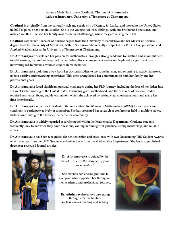 Math Department January 2026 Spotlight