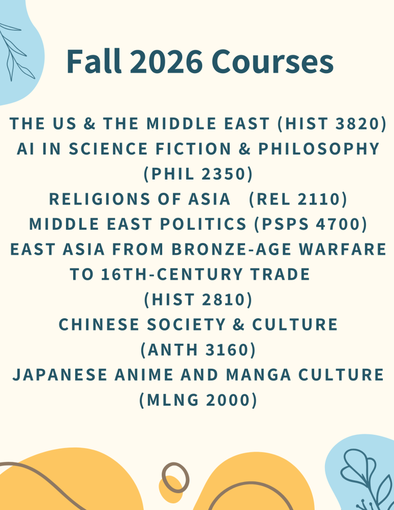 Poster with list of academic course titles and information