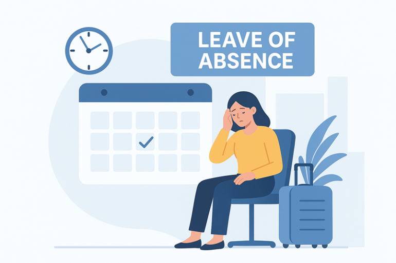 Image depicting an employee getting ready for a leave of absence under distress