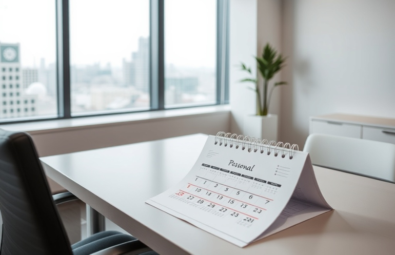 Open calendar sitting on a table