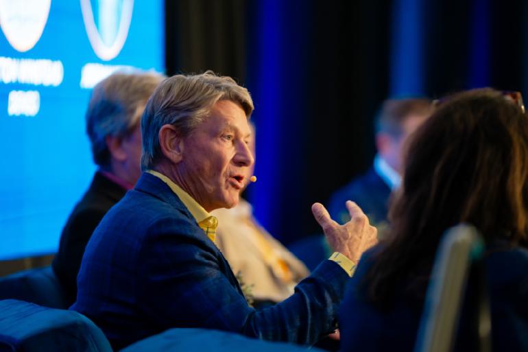 UTC President Randy Boyd speaking on a panel at Chattanooga Connect 2025.