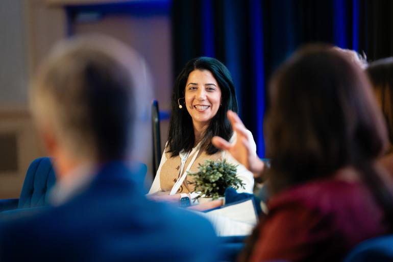 Mina Sartipi (UTC) on stage during a Chattanooga Connect 2025 panel