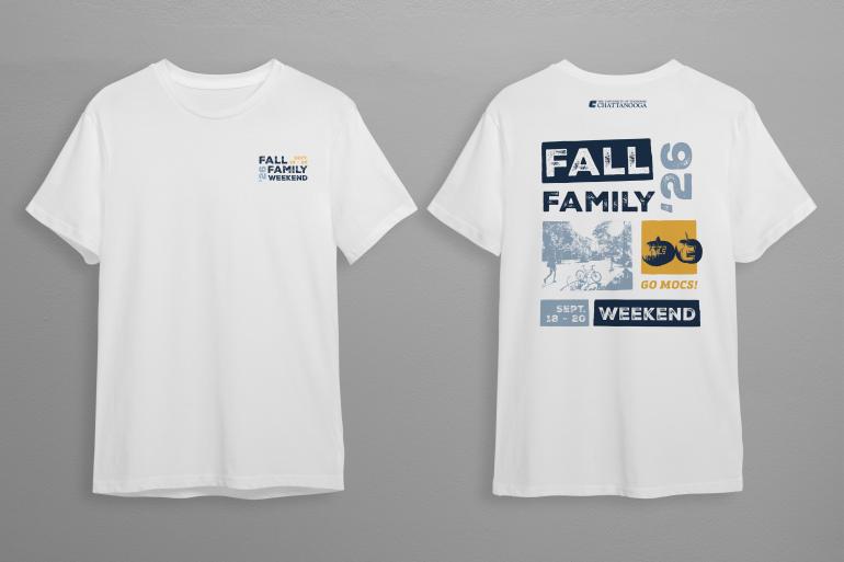 Fall Family Weekend '26 September 18-20, Chattanooga with images of campus and UTC themed pumpkins 