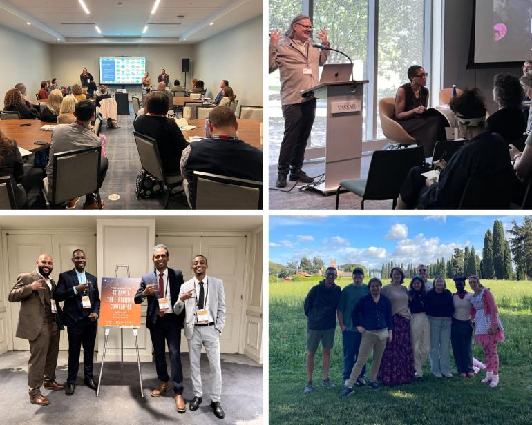 Professional Development images - top left: National Forum to Advance Rural Ed, top right: Making Meaning symposium, bottom left: NSBE annual convention, bottom right: UTC Classics to Italy