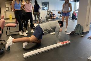 Exercise Photo HHP Students doing physical therapy exercise