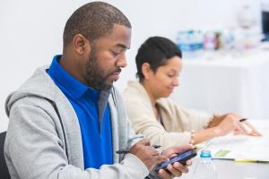 UTC nontraditional students sitting at a table