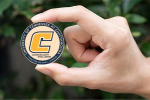 Chancellor Challenge Coin reading "University of Tennessee at Chattanooga. Together we shall achieve"