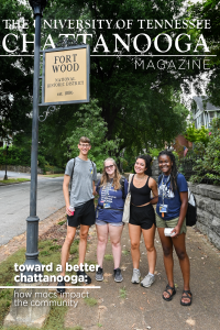 Front cover of the UTC Fall 2021 Magazine. Title reads "toward a better chattanooga" 