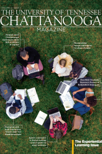 2019 Magazine Cover with an overhead view of students working in the grass