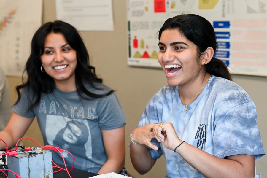 UTC Academics and Majors UTC female students in a physics laboratory