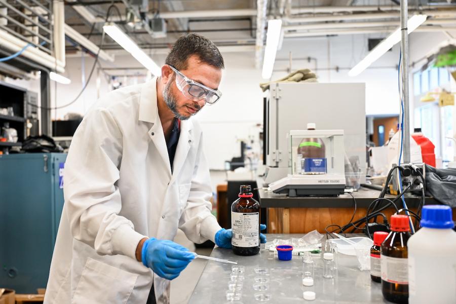 Syed Tareq works in a lab, Friday, June 23, 2023 in the Engineering and Computer Science building.