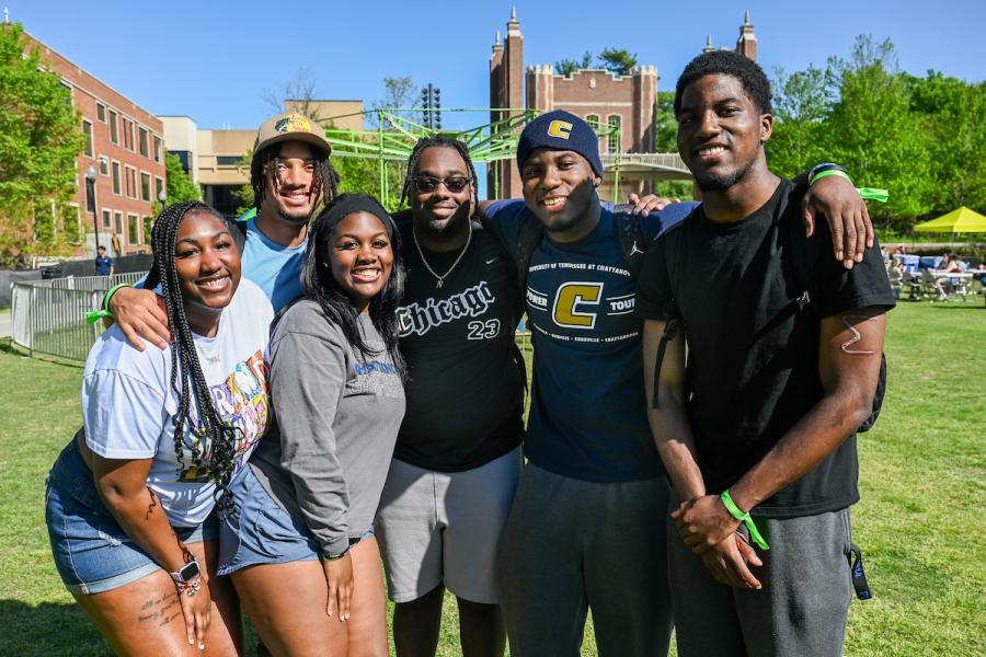 UTC students standing on Chamberlain Field