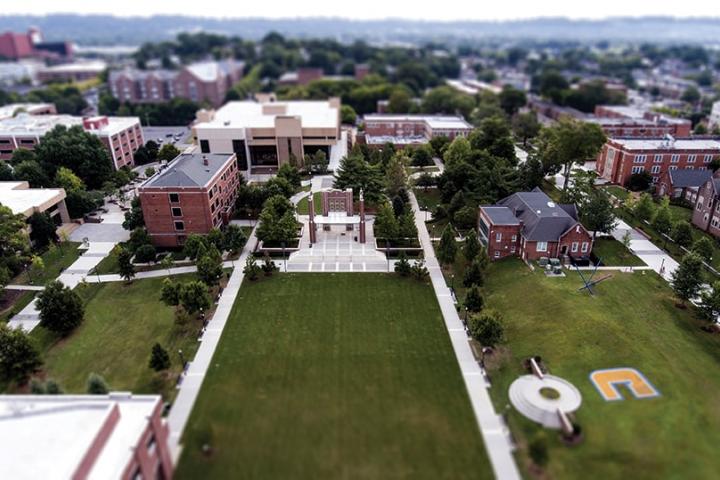 Drone shot of the campus