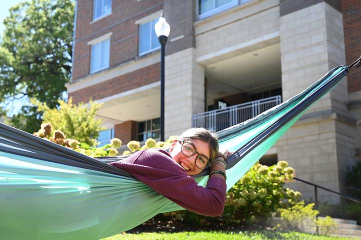 UTC Student enjoying sunshine on campus.