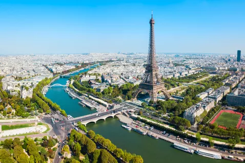 City scene with the Eiffel tower