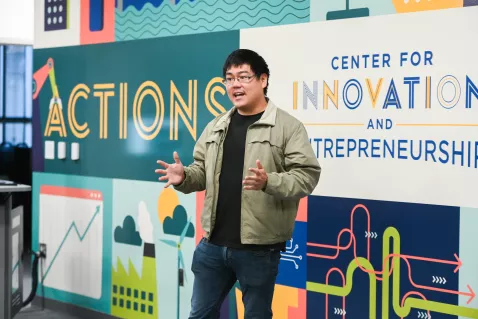 UTC Entrepreneurship student speaking at a seminar